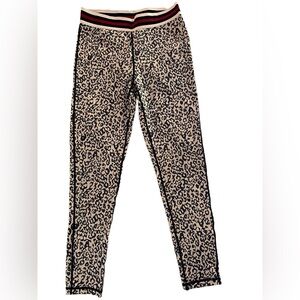 Mono B Snow Leopard Striped Band High Waist Leggings, size M